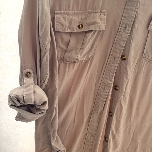 Love Notes Washed Taupe Button-Up Shirt - Picture 6 of 7